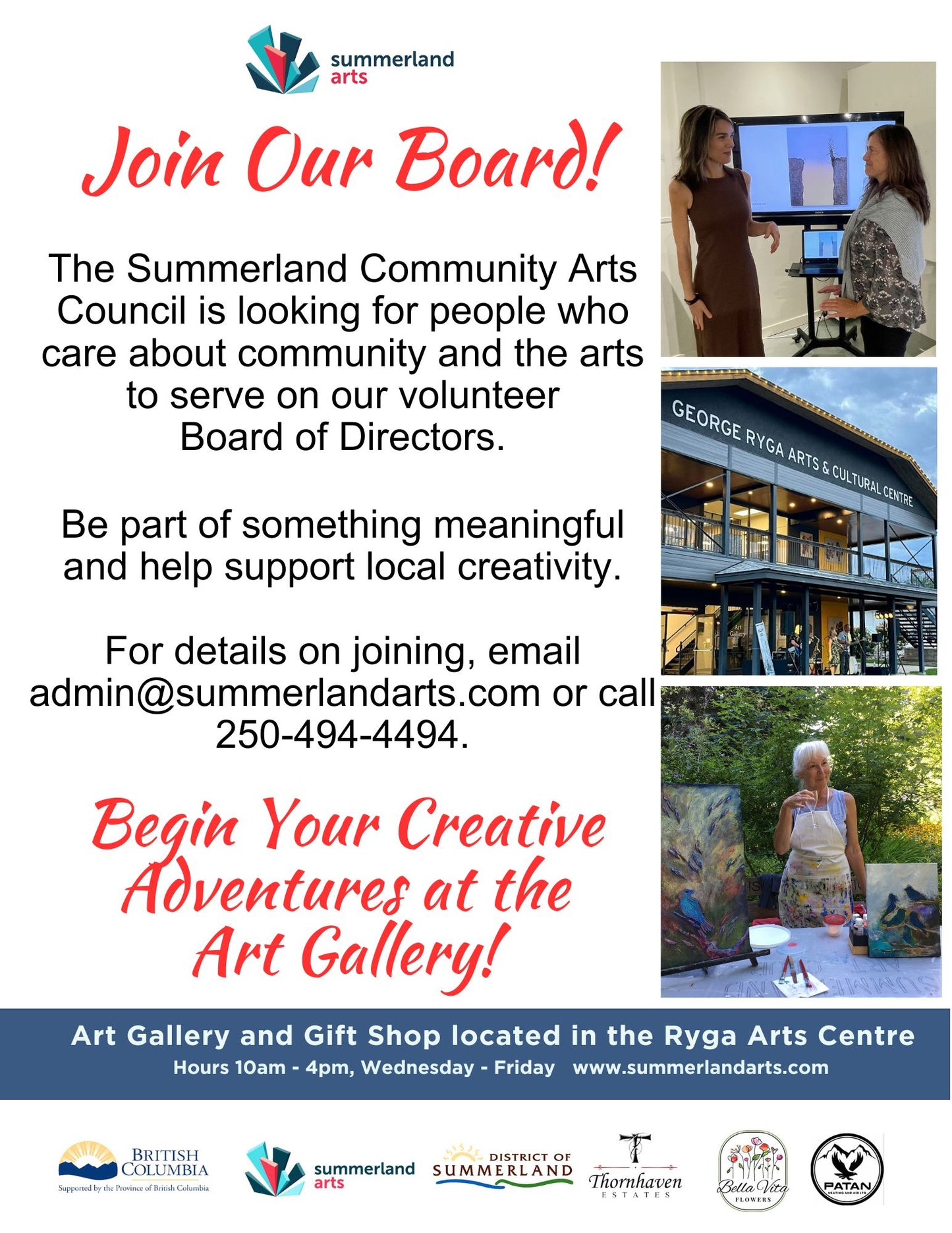 Join the Summerland Community Arts Council Board of Directors